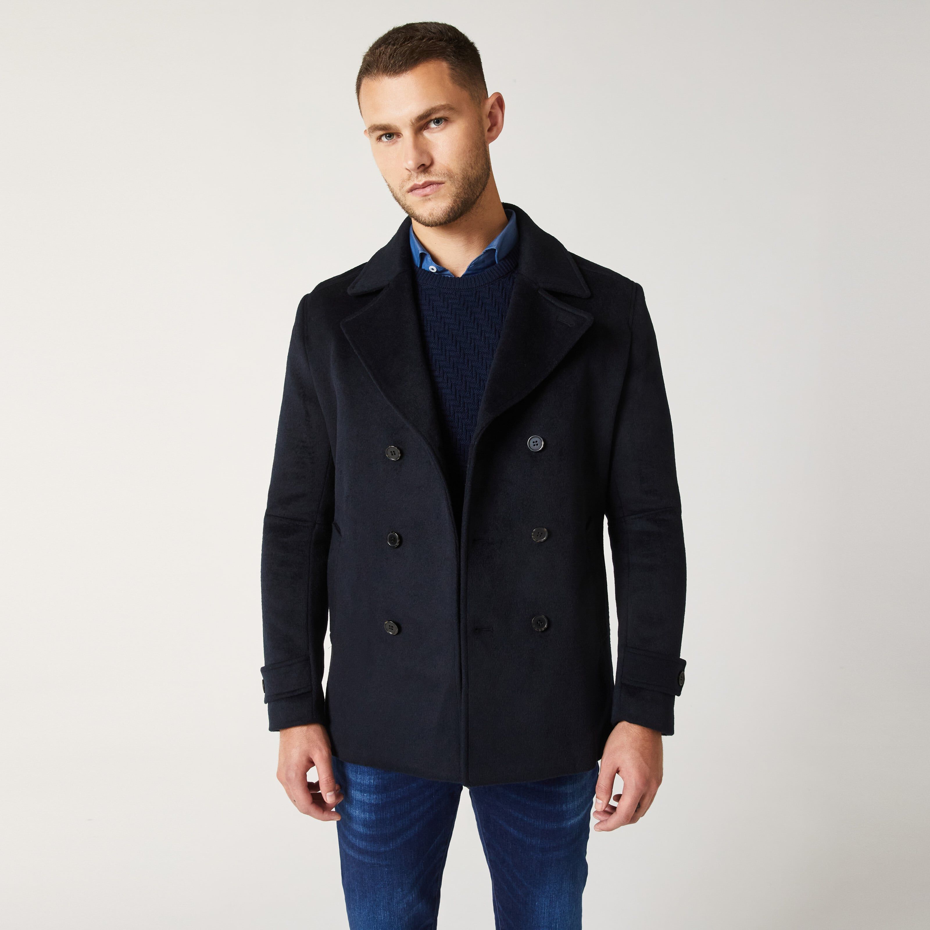 Mens long on sale navy pea coat